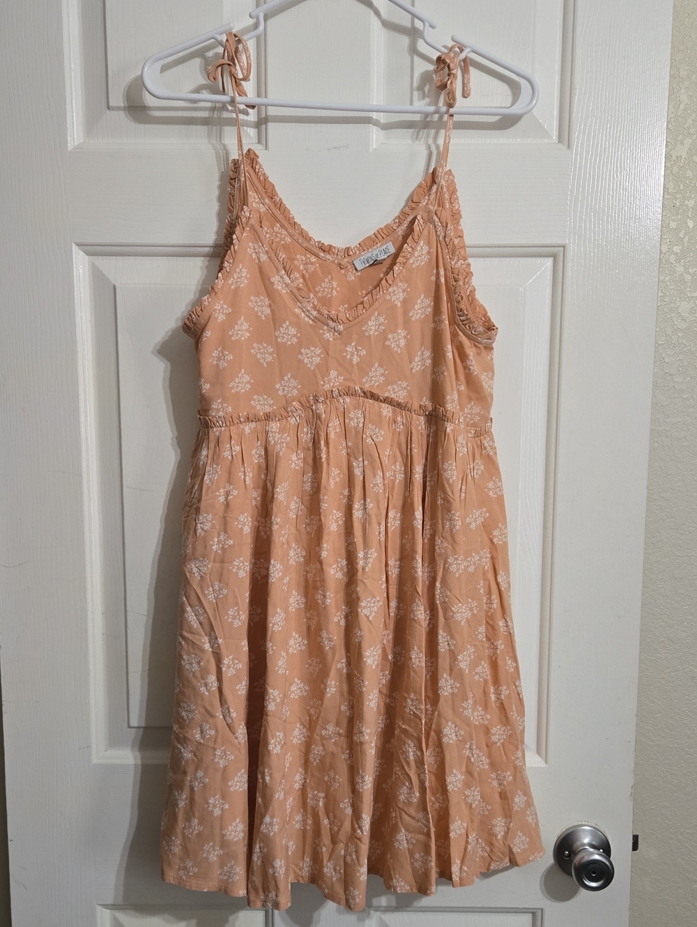 Patrons of Peace Peach Floral Tie-Shoulder Sundress